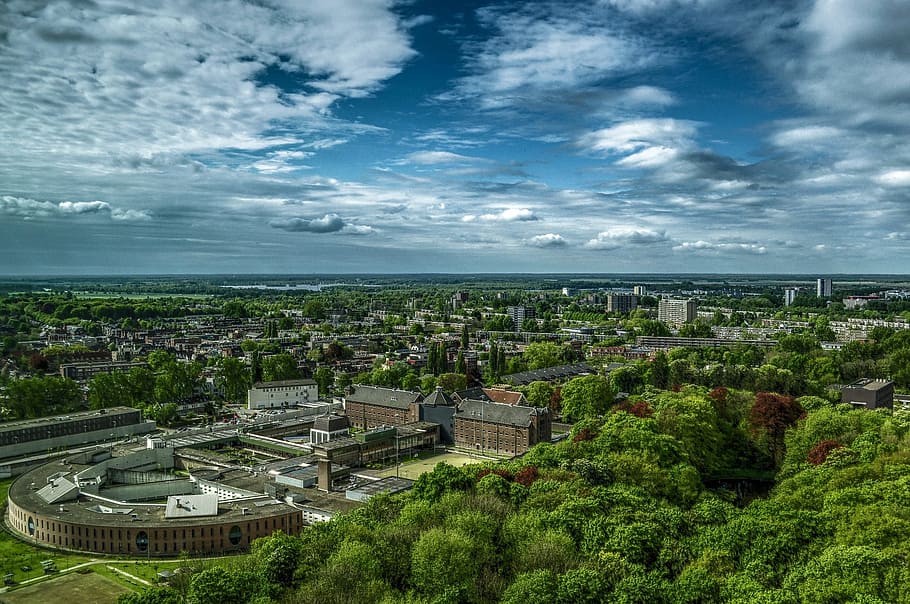Groningen, ciudad, urbano, vista, construcción, arquitectura, verde, exterior del edificio, estructura construida, paisaje urbano