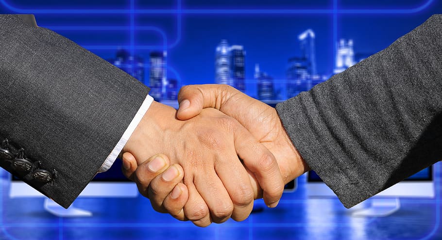 hands, shaking hands, company, skyscrapers, office, office building, financial world, finance, federal government, alliance