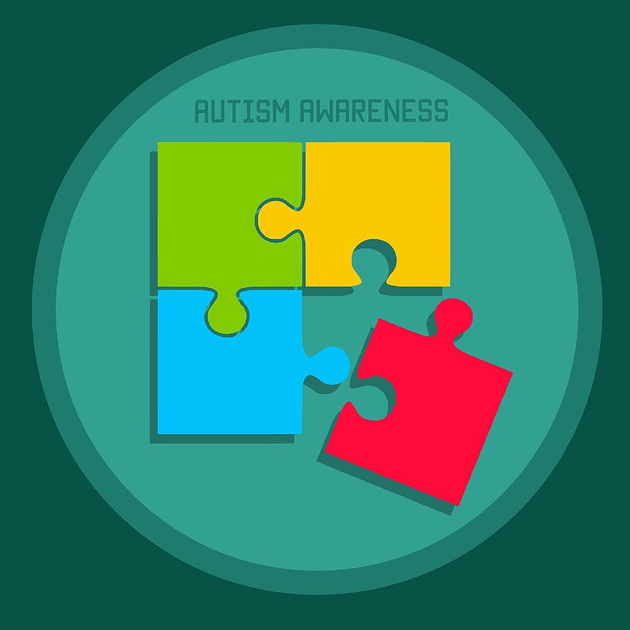illustration, puzzle pieces, representing, autism., autism, awareness, puzzle, icon, day, world