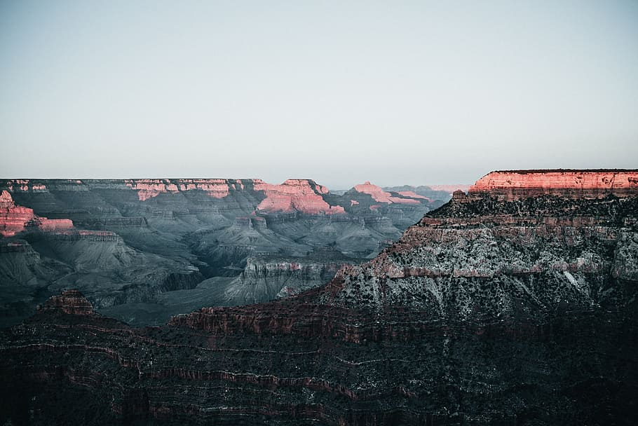 sunrise, canyon peaks, layered, rock formations, foreground, Adventure, Arizona, Canyon, Desert, Erosion