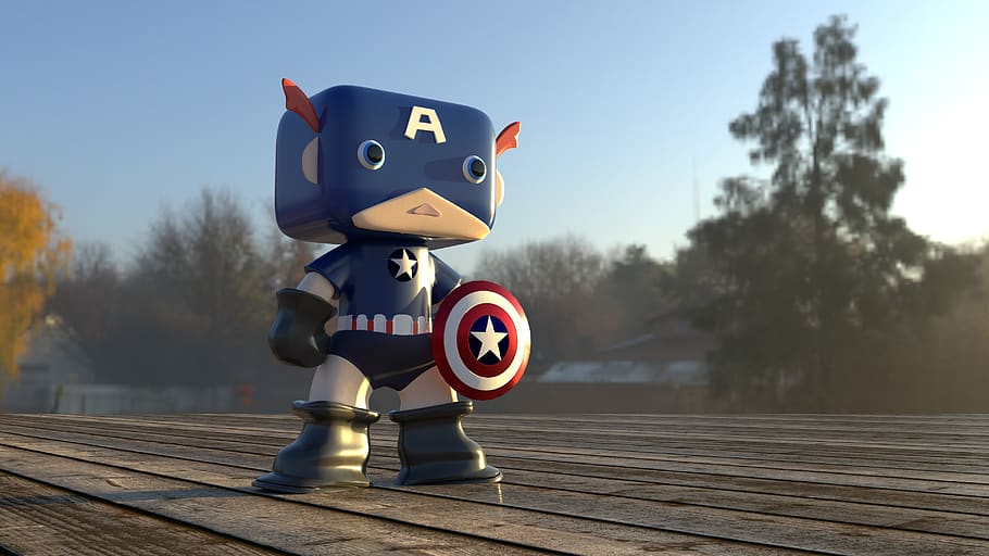 captain, america, toy, model, classic, blender, tiny, cute, day, nature