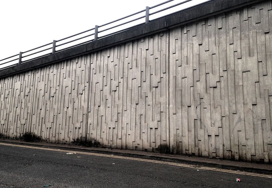 relief pattern cast, concrete, mancunian way overpass, overpass., textured, surfaced, designed, incorporate, dirt, air