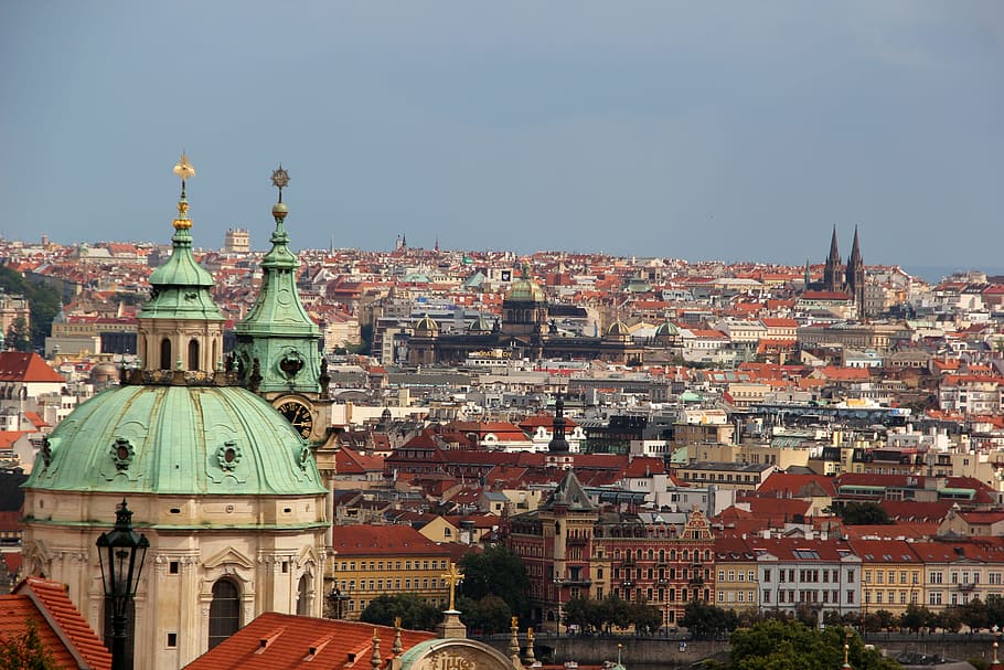 torre, medieval, praha, viagem, Praga, urbano, marco, atração, panorâmica, castelo