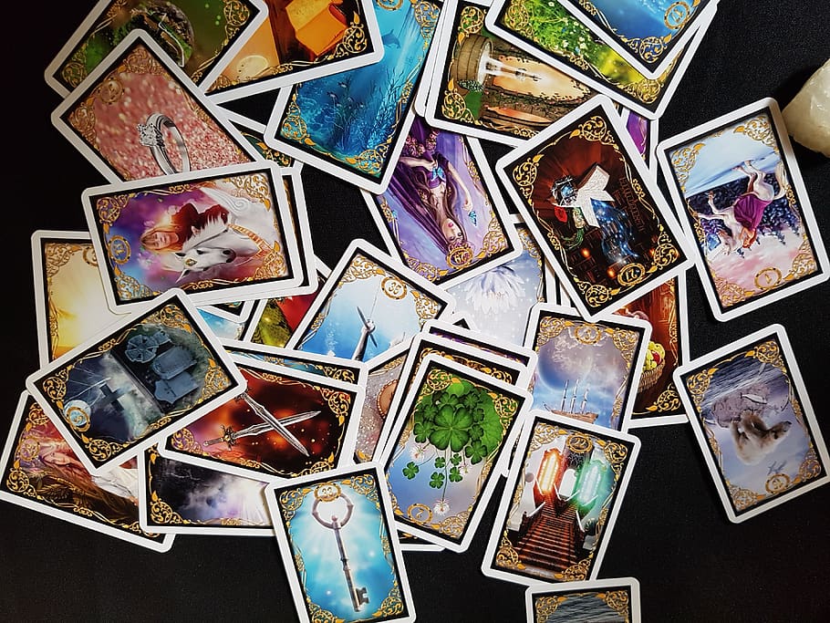 new age, card, medium, oracle, creative, cards, lenormand, tarot, large group of objects, indoors