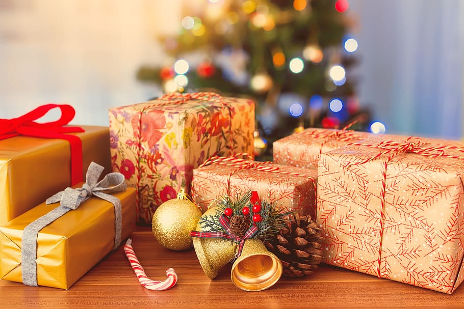 kotak hadiah natal, dekorasi, natal, liburan, perayaan, hadiah, dekorasi natal, kotak hadiah, pita - barang menjahit, pita