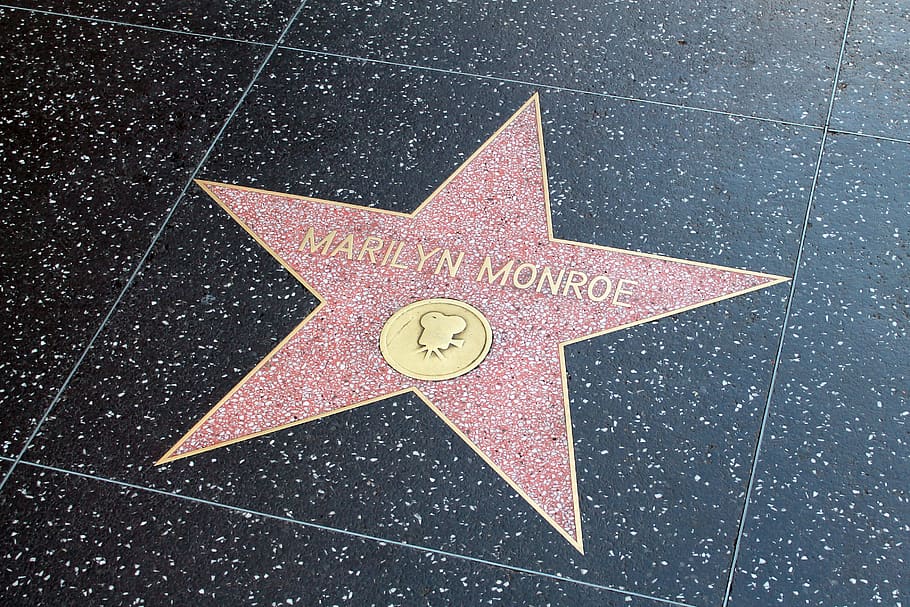 hollywood, los angeles, walk of fame, famous, star, celebrity, marilyn monroe, guidance, shape, sign