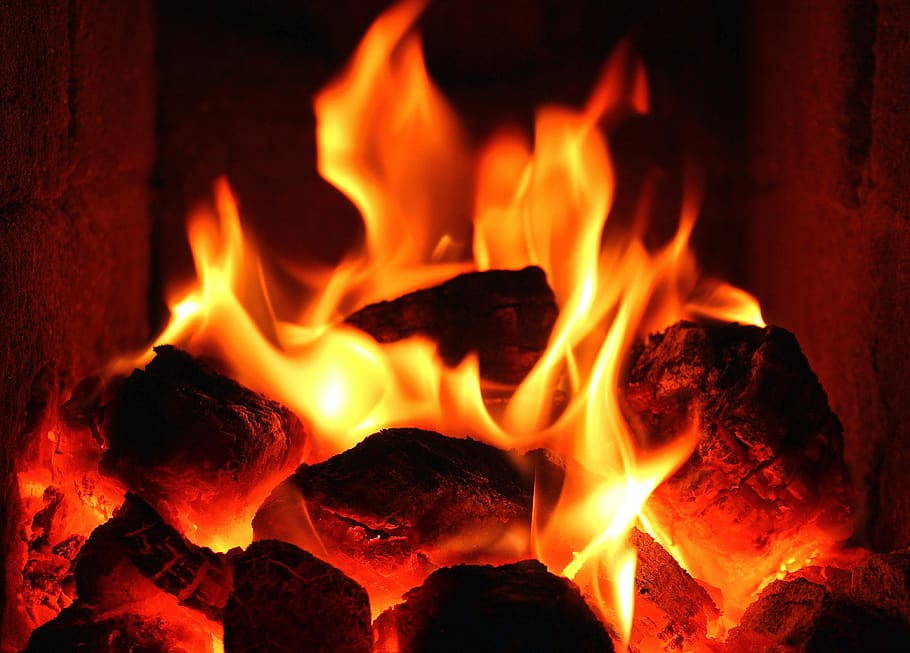 llamas, fuego, caliente, resplandor, incensario, luz, hogar, tarde, para despejar, temperatura