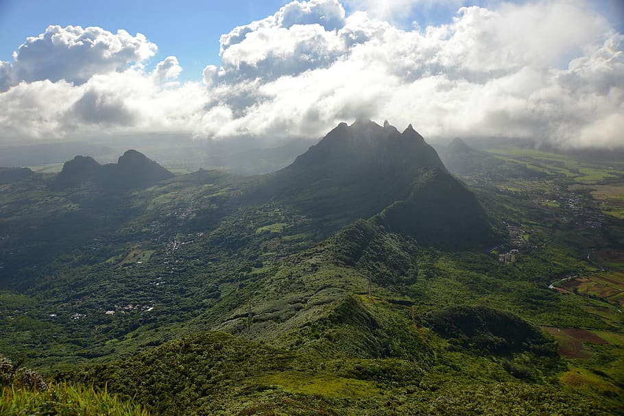 mauritius, nature, hill, mountains, summer, cloud - sky, sky, scenics - nature, beauty in nature, tranquil scene