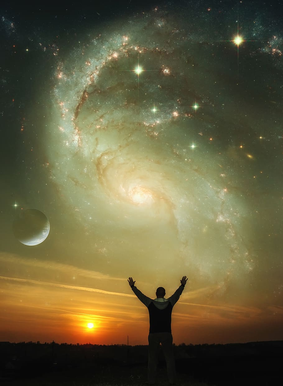 cosmos, photo montage, space, astronomy, planet, fantasy, star, fiction, galaxy, sky