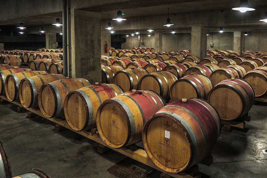 wine ages, underground, facility, red, vineyard, wine, aged, aging, barrels, bunker