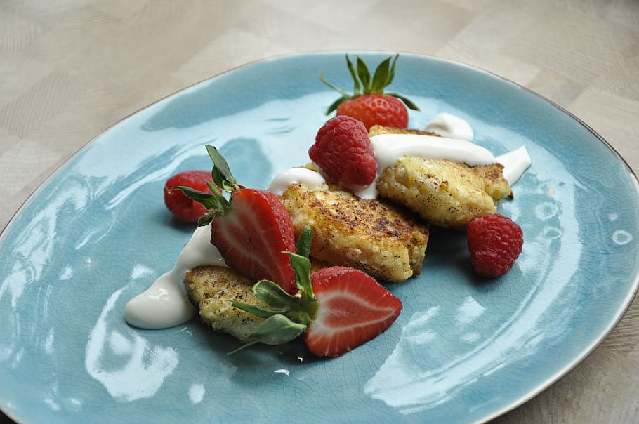 cottage cheese, strawberry, healthy, delicious, food, food and drink, healthy eating, fruit, plate, freshness
