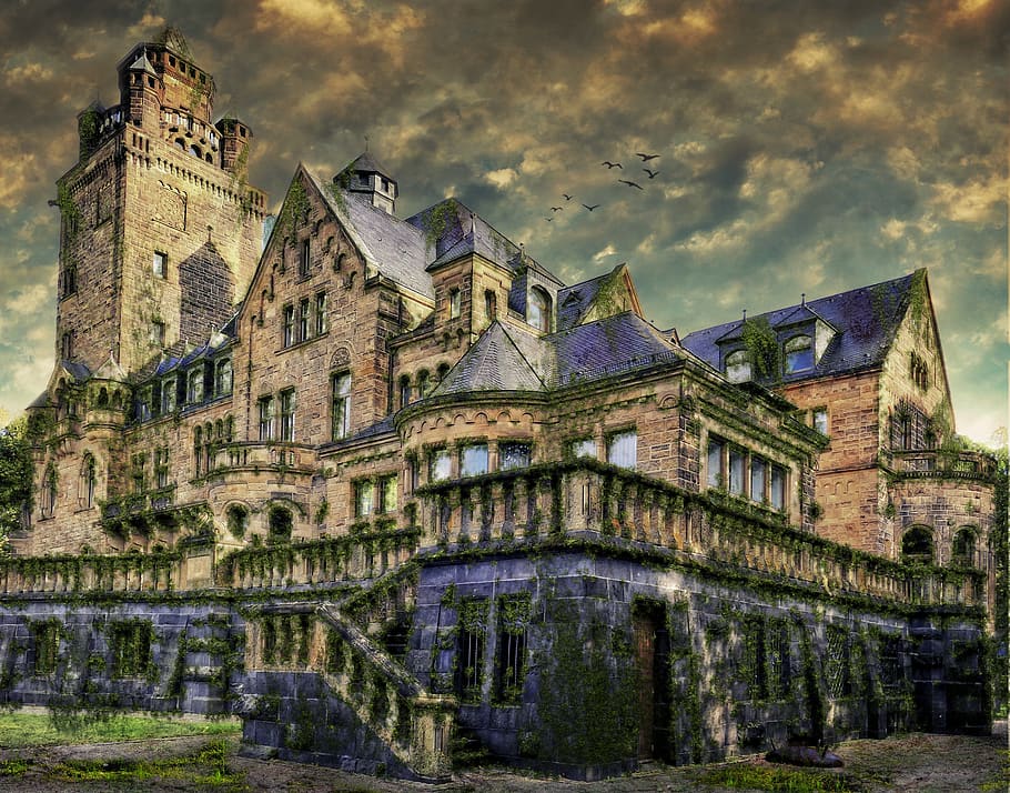 castelo, Budenheim, Waldthausen, historicamente, torre, construção, arquitetura, alvenaria, velho, estrutura