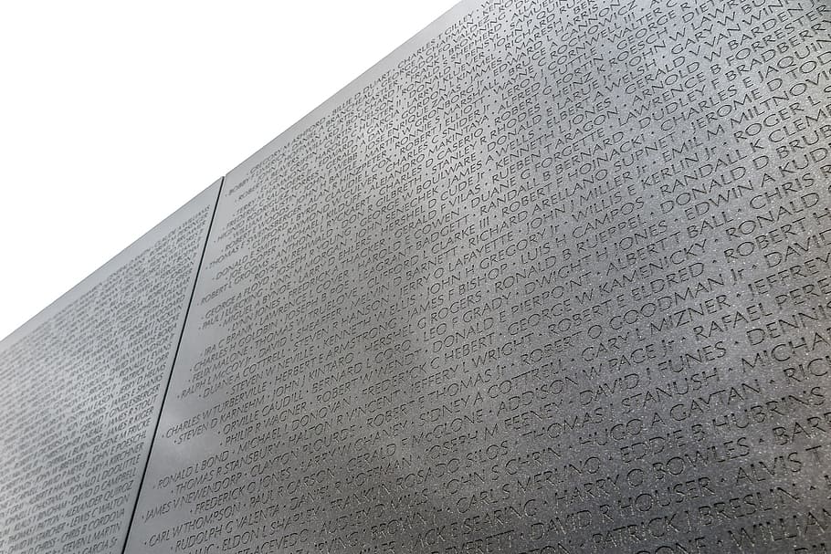 um, muitos, painéis, inscritos, nomes, vítimas da guerra do vietnã, memorial de guerra do vietnã, washington dc, dc., américa