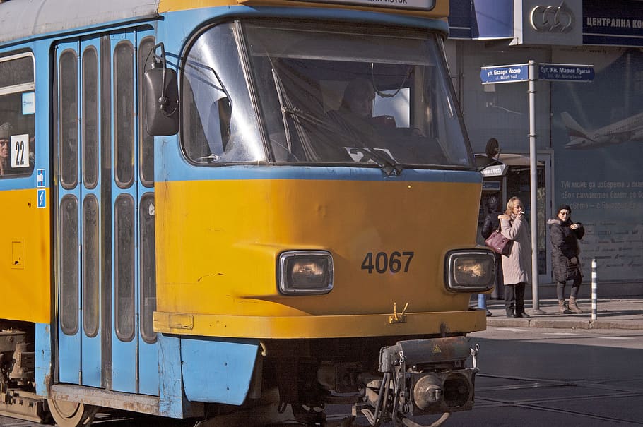 transportation, trolley, tram, old, urban, rail, tramway, street photography, helios 44m, soviet lens