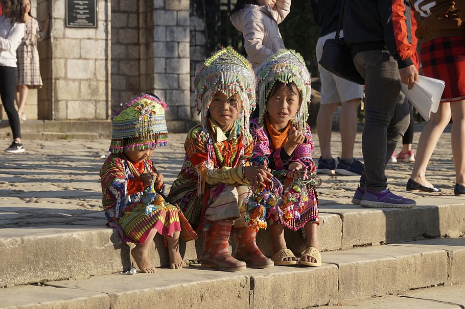 vietnam, mountain peoples, costumes, children, mountain folk, tradition, folklore, minorities, north vietnam, sapa