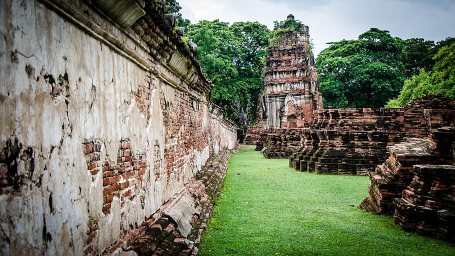 pared del templo, Tailandia, pared, textura, hormigón, patrón, antiguo, fondo, piedra, telón de fondo