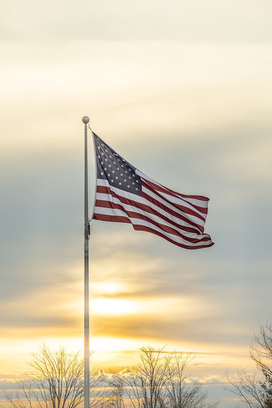 flag, usa, american, patriotic, stripes, patriotism, stars, country, sky, sunset
