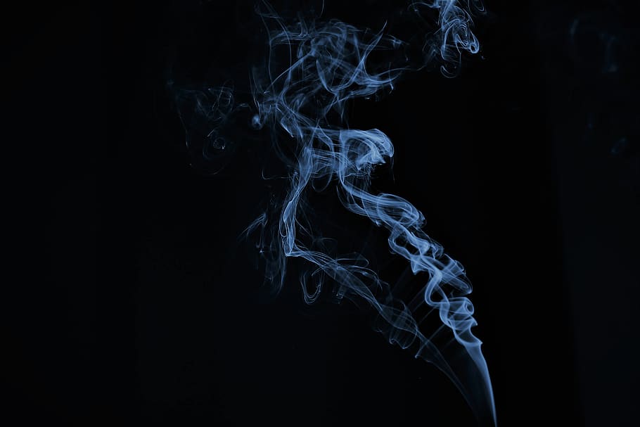 smoke, incense, aroma, swirls, vape, smoke - physical structure, black background, studio shot, motion, indoors