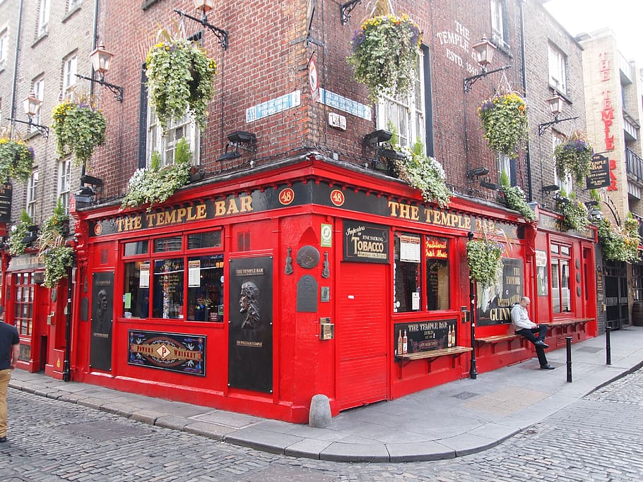 dublin, pub, ireland, beer, red, architecture, building exterior, city, built structure, street