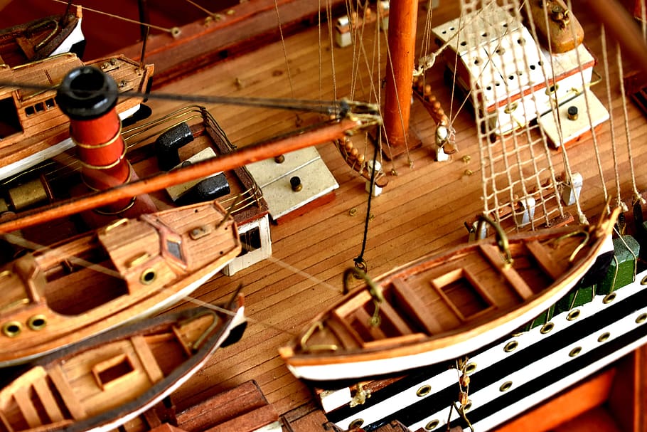 deck, ship deck, detail, model, ship, ship model, amerigo vespucci, sailing ship, wood - material, high angle view