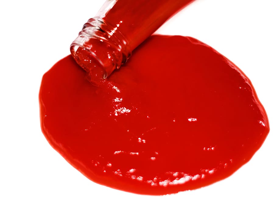 ketchup, derramando, tomate, respingo, mancha, tempero, comida, closeup, isolado, refeição