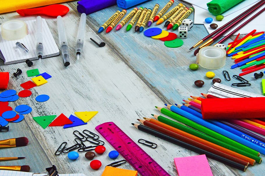 school, learning, back-to-school package, education, brushes, paint, pencils, logical inventory, brush, color