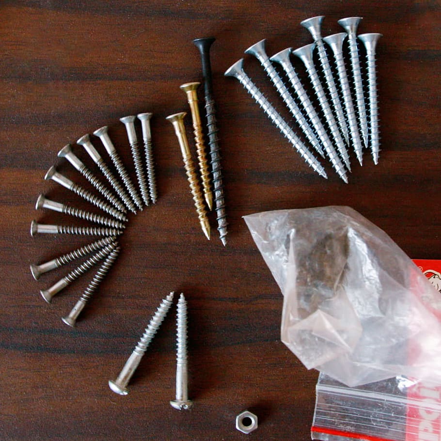 screwing, screw, screwed, closeup, stick, steel, bolt, tool, repair, indoors