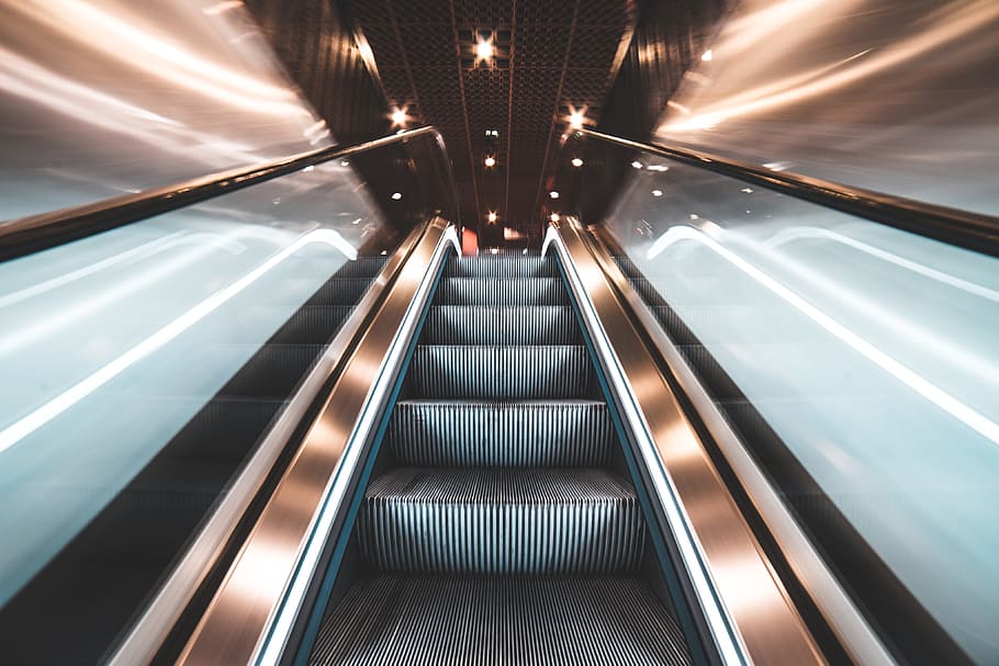 fast escalator, escalator, fast, moving, public transport, stairs, subway, technology, top, underground