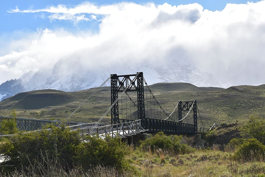 patagônia, parque nacional, torres del paine, ponte, paisagem, chile, natureza, panorama da montanha, américa do sul, nuvem - céu