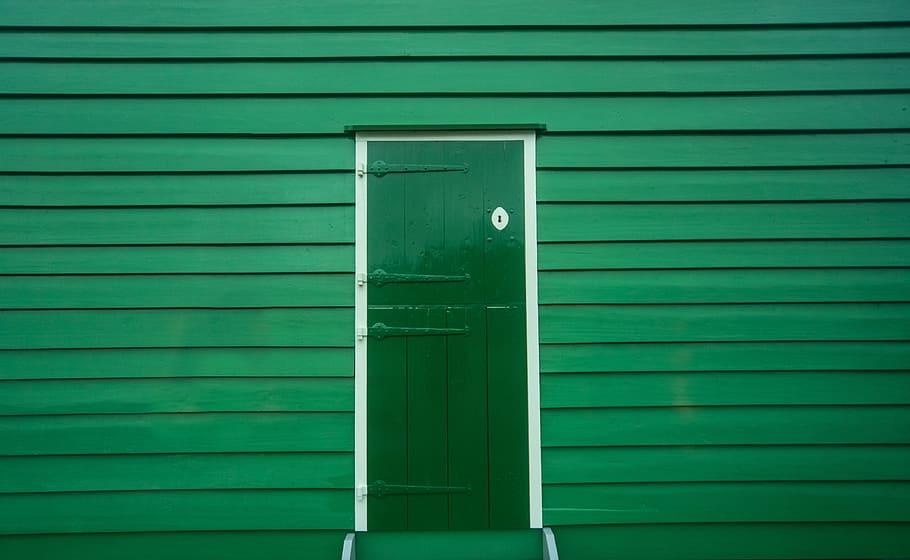 green, door, wood, entrance, house, home, front, building, architecture, style