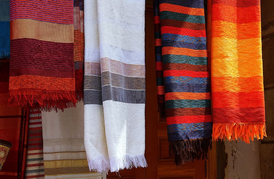 cama, capa, jogar, colorido, marroquino, desgaste, têxtil, tapete, padrão, lã