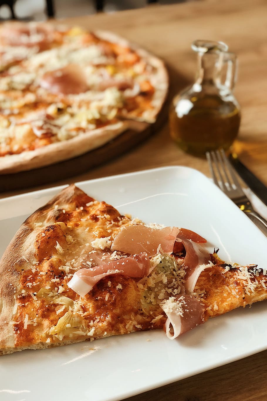 pizza, putih, piring, keju, makanan, makan siang, makan, makan malam, restoran, Prosciutto