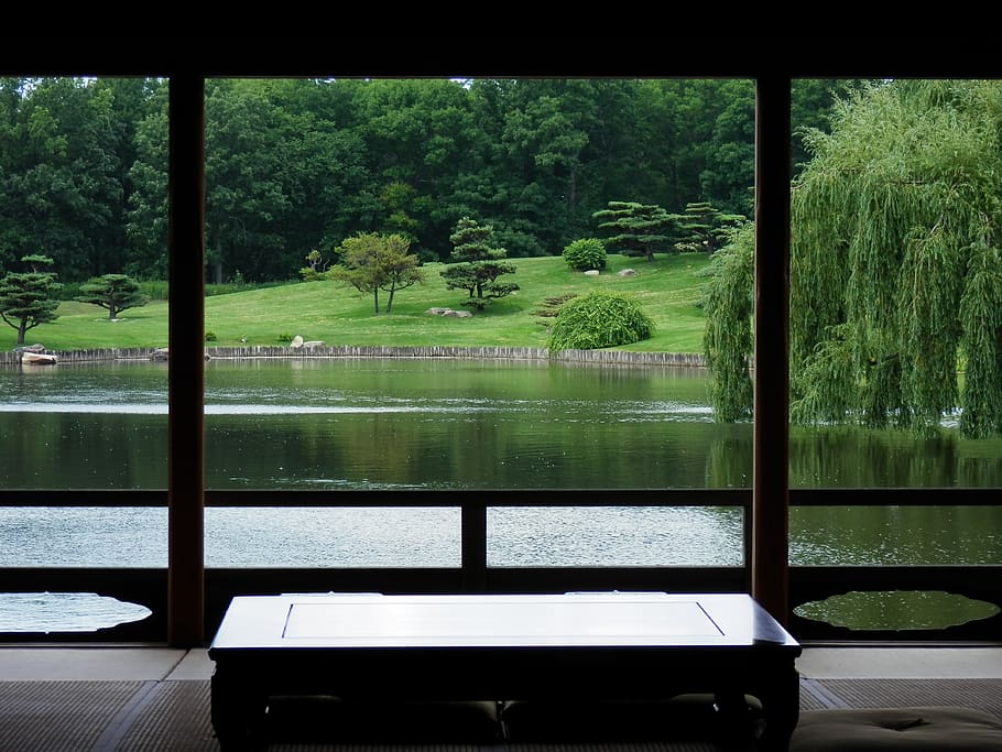 zen, garden, botanic garden, japanese, pond, quiet, outdoor, landscape, green, nature