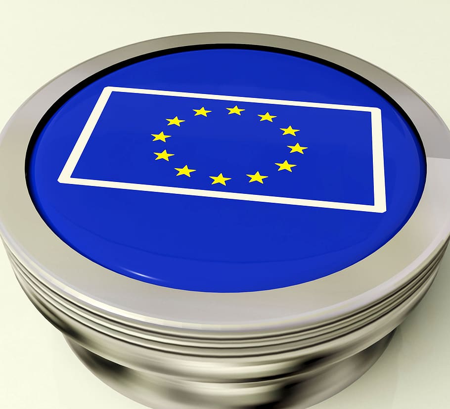 interruptor de bandeira da união europeia, mostrando, governo, europa, botão, continente, países, bandeira da ue, união europeia, bandeira da união europeia