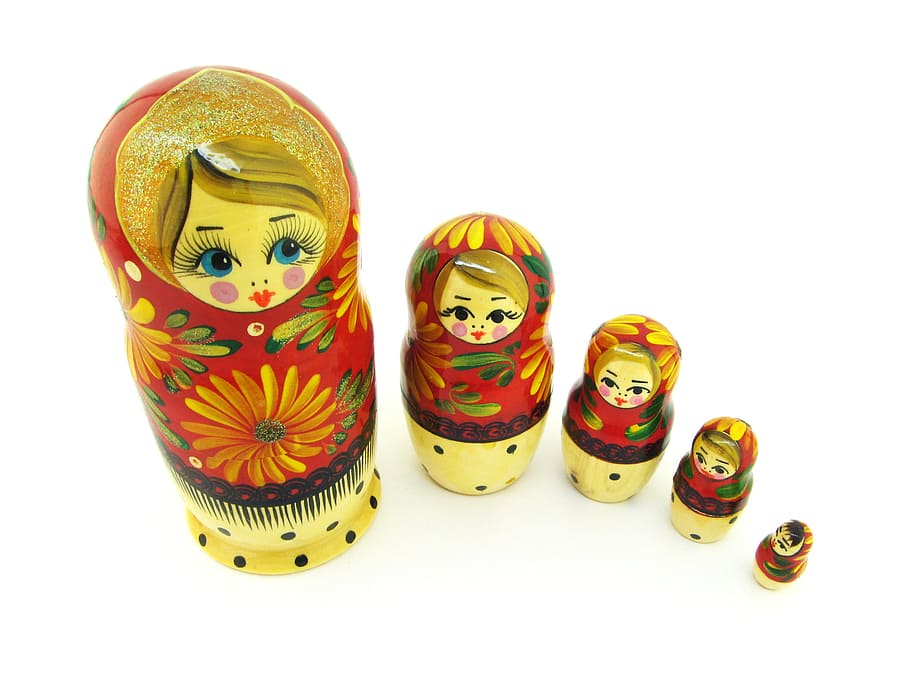 russo, boneca, matryoshka, babushka, matrioshka, matreshka, madeira, rússia, isolado, lembrança