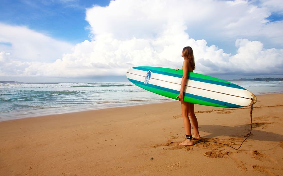 surf, menina, mulher, surfista, prancha de surf, prancha, água, jovem, praia, mar