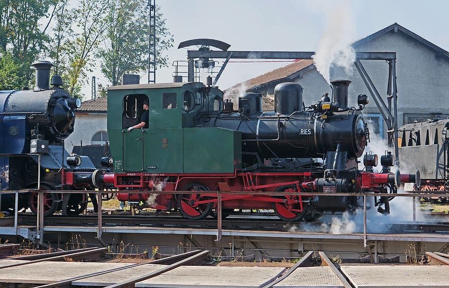 locomotiva a vapor, cubo, museu da ferrovia bávara, dias de vapor, estrada de ferro, nostalgia, historicamente, oldtimer, manobra, dois acopladores