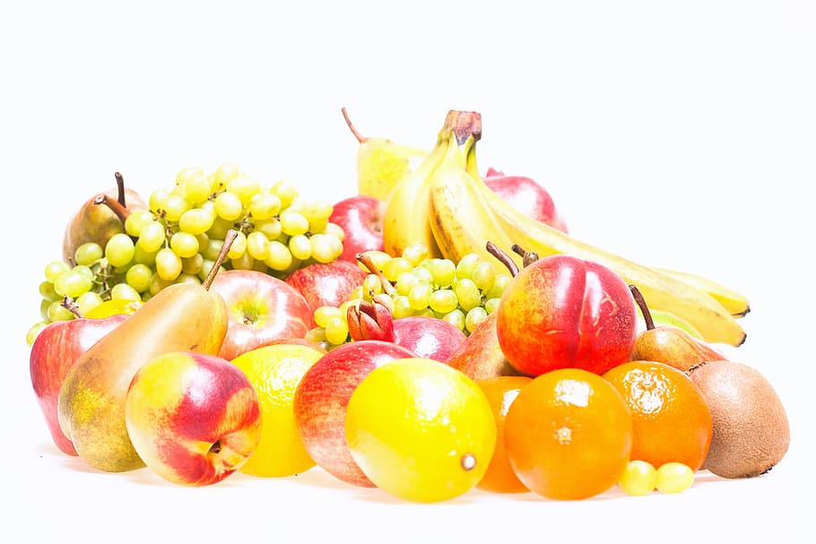 fresh, vegetables, fruits, market, isolated, heap, grapefruit, vegetarian, meal, lemon