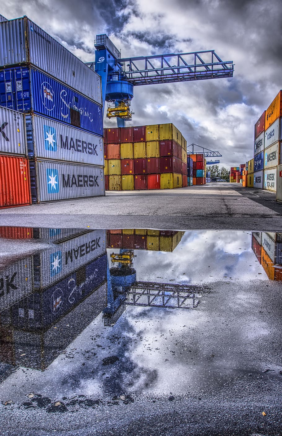 контейнер, порт, погрузка, штабелированный, контейнерный терминал, обработка контейнеров, погрузочный кран, кран, груз, маркетинговый центр