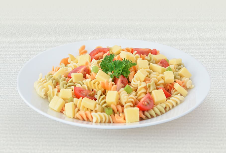pasta, cheese, tomato, red, salad, fresh, lunch, delicious, vegetable, healthy