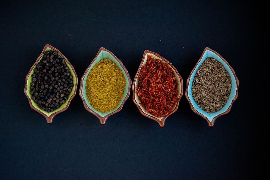 spices, indian spices, pepper, turmeric, curry, seasoning, indian, spicy, kitchen, food