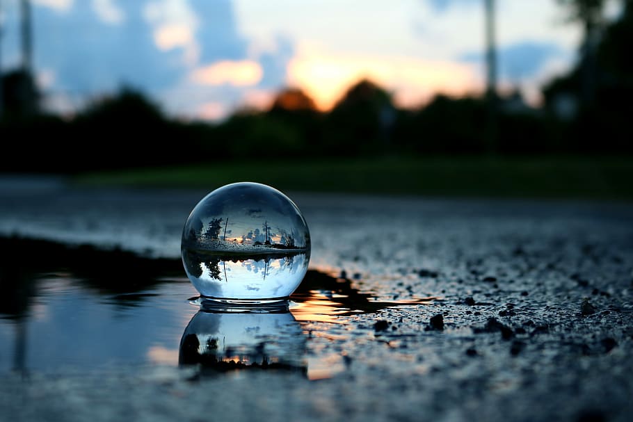 crystal ball, sunset, nature, glass, crystal, sun, summer, outdoor, sky, rain