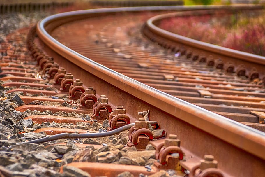 rails, railroad tracks, track, train, rusty, railway, railway tracks, away, route, track bed