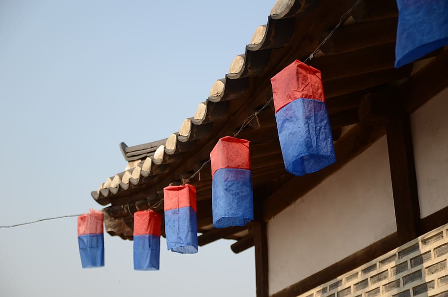palacio de gyeongbok, pueblo de namsan hanok, farolillos, corea, tradicional, corea co ltd, namsan, pueblo de hanok, república de corea, seúl
