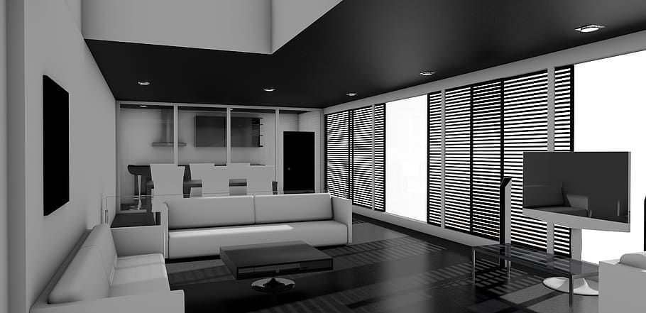 sala de estar, apartamento, habitación, interior, muebles, moderno, ventana, mesa, arquitectura, diseño
