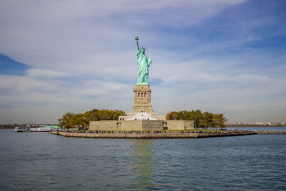 statue of liberty, manhattan, usa, monument, statue, dom, landmark, america, city, ny