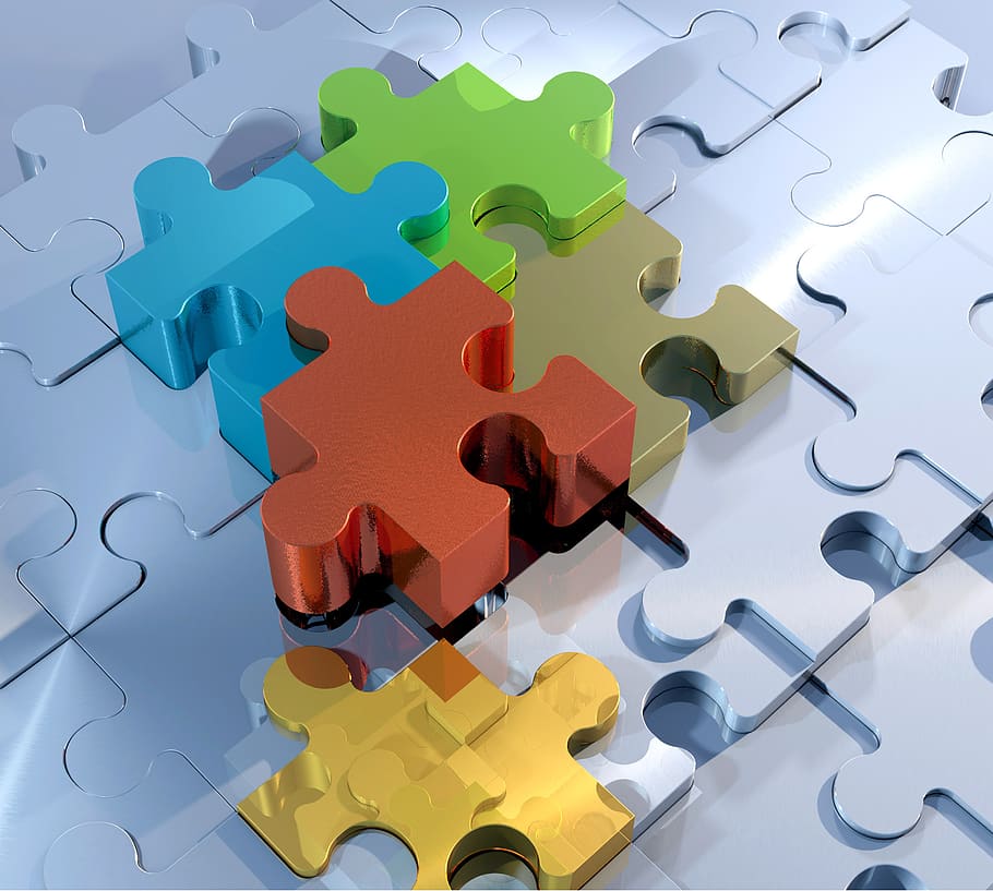 puzzle, pieces of the puzzle, connection, puzzles, memory cards covered with, together, connected, piecing together, 3d, jigsaw piece