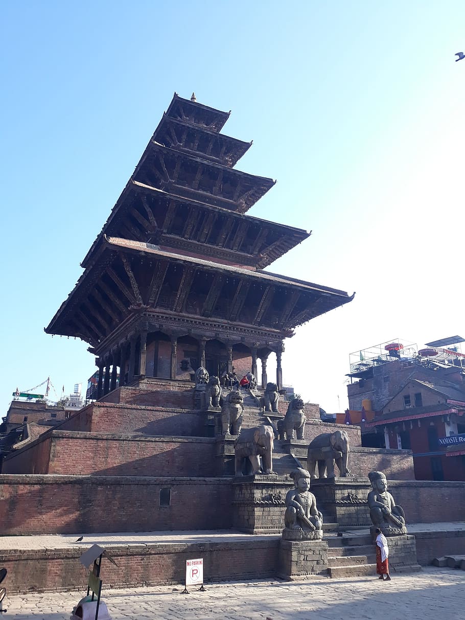 nyatapola temple, located, bhaktapur, nepal, nyatapola, khwopa, bhadgaon, pawankawan, visitnepal2020, architecture