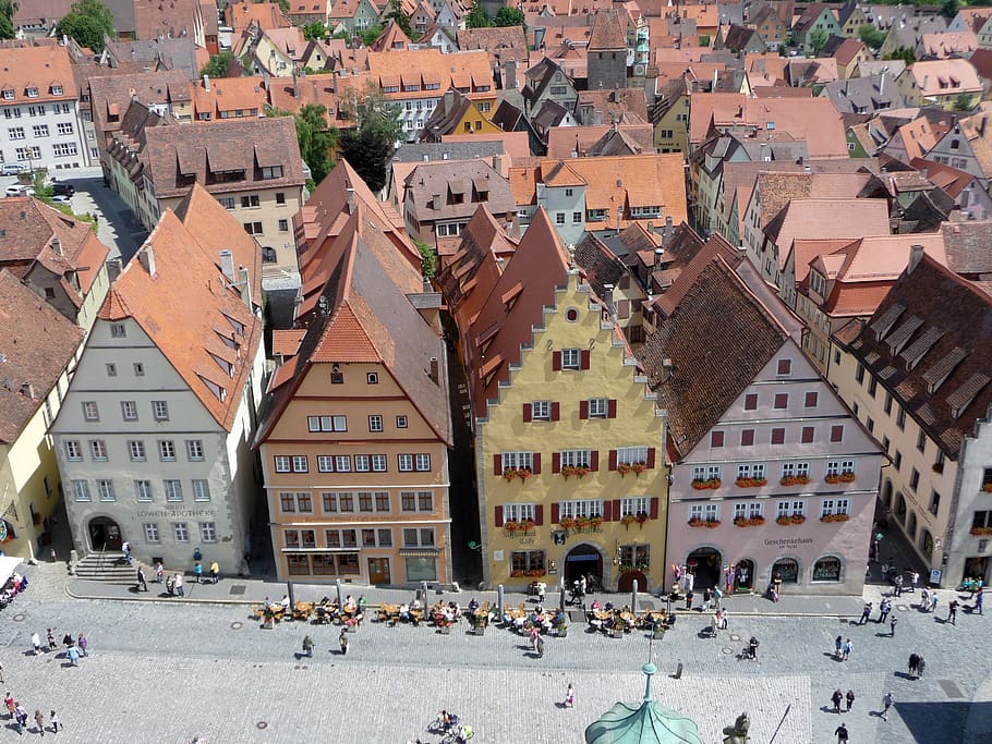 rothenburg, tauber, marketplace, tourism, historically, places of interest, middle ages, town hall tower, building exterior, architecture