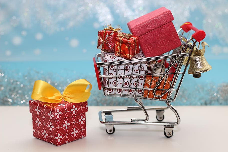 christmas, twenty four, gift, deco, mood, packed, buy, shopping cart, surprise, december